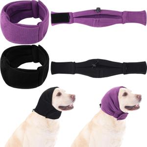 2 Pcs Dog Calming Ear Muffs with Adjustable Fit - Noise Canceling Ear Protector for Bath/Grooming/Thunder Anxiety Relief, Soft Breathable Hoodie (L)