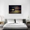 Urttiiyy Abstract Guitar Trees Arranged in a Shape of a Guitar on a Starry Sky Background in a Full Moon Night Guitar Canvas Wall Art Modern Home Music Decor Framed Ready to Hang, 36"L x 24"W