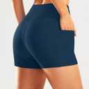 Pudolla Womens Swim Shorts High Waisted Bathing Bottom Shorts Tummy Control Board Swimsuit with Pockets (Large, Bright Ocean)