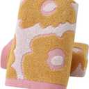 Pidada Hand Towels Set of 2 Floral Pattern 100% Cotton Absorbent Soft Decorative Towel for Bathroom (Pink)