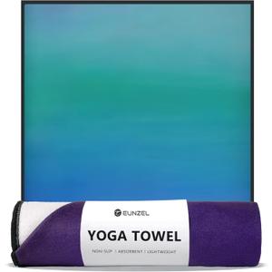 Eunzel Hot Yoga Towel, Non Slip Yoga Mat Towel Sweat Absorbent Printed Yoga Towel with Grip Dots for Hot Yoga, Pilates and Workout 72"x 24", Oceanic Melt