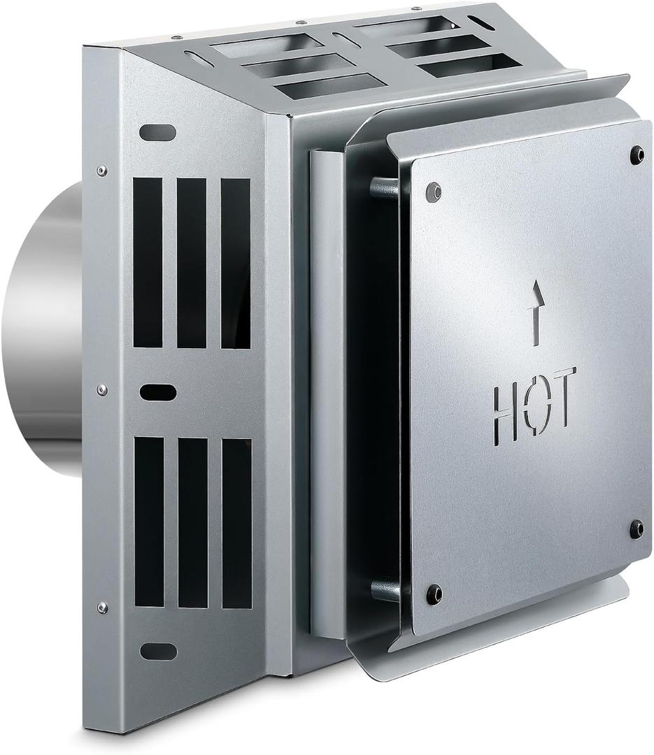 Zonon Direct Vent Horizontal Square Termination Cap 4 x 6-5/8, Heavy Duty Galvanized Steel Exhaust Cap for Fireplace, Stove and Boiler Venting Weather Resistant