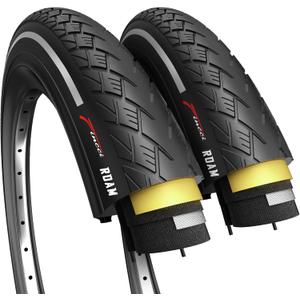 Fincci Pair 700x38c Bike Tire - Semi-Slick 700c Bike Tire - Gravel Foldable Kevlar 40-622 Puncture Resistant Bike Tires 1 mm Nylon, Urban 700c Wheelset for Electric, Hybrid, Road, City Touring Bikes