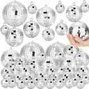70 PCS Disco Ball, 5 Sizes Disco Ball Ornaments, 4/3.2/2.4/2/1.2 Inch Hanging Mirror Ball, Mini Disco Balls Cake Topper Disco Themed Party Wedding Christmas Tree Decor Holiday Party Supplies