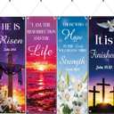 Colorful Bible Church Banners with Scripture, 4PCS Christian Hanging Sign Wall Decor for Sanctuary Wall, Faith Religious Scriptures Backdrop Supplies for Sunday School Classroom, 6x2 Ft
