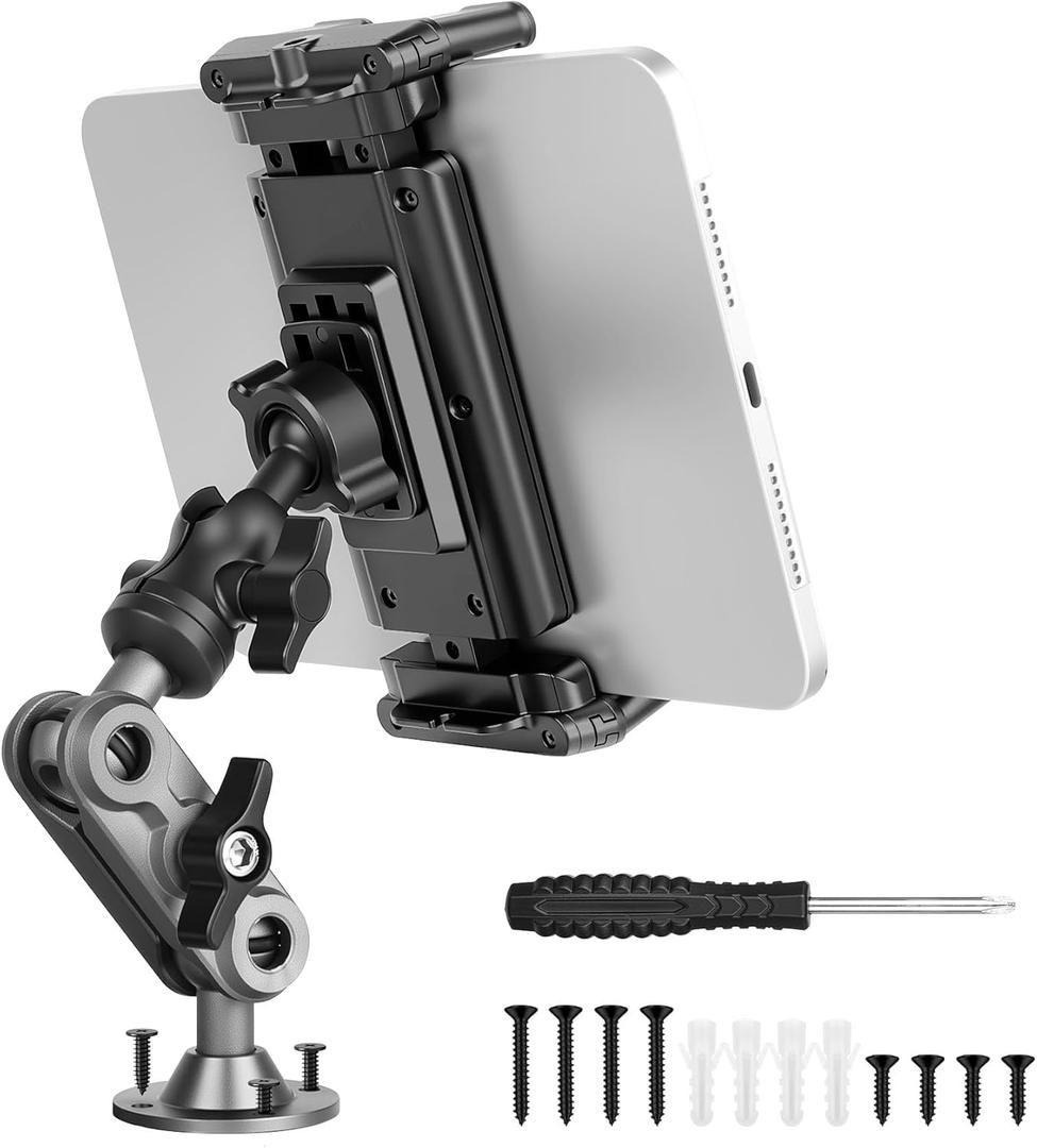 Tablet Mount for Truck, 360Rotation Adjustable iPad Holder for Car, Aluminum Tablet Mount Compatibility with All 4.7"-12.9" iPad Pro Samsung Galaxy Kindle Fire Tablets