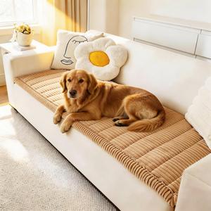 Couch Cover for Dogs Washable, Fuzzy Pet Couch Covers for 3 Cushion Sofa Pet Friendly, Non Slip Sofa Cover (Light Brown, 27.6" x 59"/70 x 150cm)