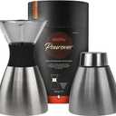 asobu Insulated Pour Over Coffee Maker (32 oz.) Double-Wall Vacuum, Stainless-Steel Filter and Take on the Go Carafe (Silver)