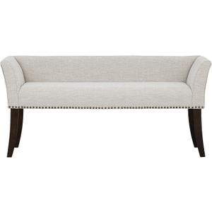 Madison Park Accent Bench for Living Room, Upholstered with Nailhead Trim, & Padded Seat Entryway Bench Small, End of Bed Bench with Back, 49.5" W x 19.25" D x 23" H, White Cream