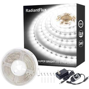 Small Led Light Strip, 12V Updated 24V Dimmable Cuttable LED Lights Strip, 32.8ft 600Leds, Super Bright LED Tape Lights for Living Room, Bedroom, Kitchen, Vanity Mirro,Flexible LED Light Strips