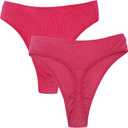 High Waisted Cotton Thongs Underwear For Women Breathable Sport Athletics Panties High Rise Plus Size Multipack (XXL)