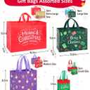 20 Pack Christmas Gift Bags Assorted Sizes, Reusable Heavy Duty Tote Bags with Handles - 4 Extra Large, 8 Large, 4 Medium, 4 Small, Christmas Bags for Gifts, Holiday Shopping, Xmas Party Favors