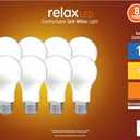 GE Relax 8-Pack 40 W Equivalent Dimmable Warm White A19 LED Light Fixture Light Bulbs 44898