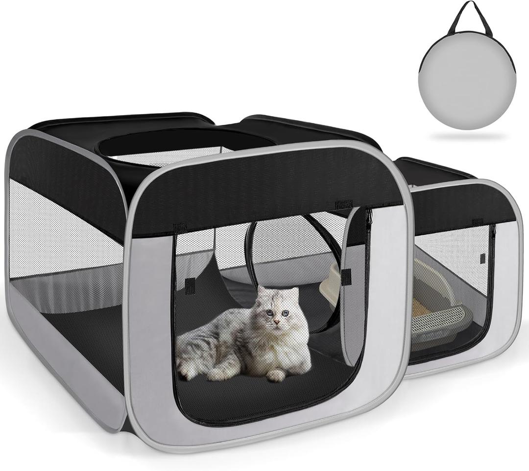 Tailtastic Large Cat Playpen with Separate Areas,Outdoo&Indoor Cat Enclosures,Portable Pet Playpen for Indoor Cats,Puppy and Small Animals, Dog Playpen with Carrybag.