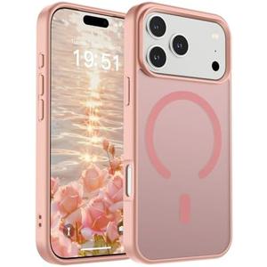 SUPFINE Magnetic for iPhone 17 Pro Case (Compatible with MagSafe)(Military Grade Drop Protection) Translucent Matte Shockproof with Anti-Fingerprint Phone Cover 2025,Pink