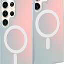 2 x AIGOMARA Designed for Samsung Galaxy S22 Ultra Case [Compatible with Magsafe] [Fluorescent Iridescent Color] Slim Shockproof Translucent Matte Protective Phone Case for Women Girls 6.8 Inch