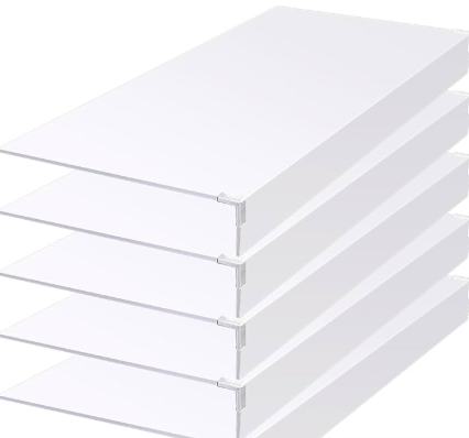 4 Pack Foamed PVC Wooden Wire Shelf Covers for Closet and Pantry, Wood Wire Rack Cover for Removable Closet Decoration (Black & 4 Pack, 24 x 12 inch)