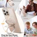 TORRAS Desert Titanium for iPhone 16 Pro Case Magnetic Stand, [Compatible with MagSafe][Flexible Stable Stand] Mil-Grade Protection Translucent Slim Anti-Scratch Ring Kickstand, Rose Gold 6.3", Ostand