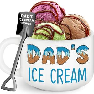 Fathers Day Birthday Gifts for Dad,Best Dad Ever Gifts from Daughter Son,Funny Ice Cream Bowl with Shovel Spoon Set Present for Papa Dads Bonus Step New First Time Daddy Father
