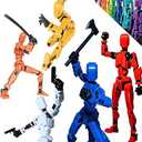 Censtar T13 Action Figure Set 3D Printed MultiJointed Movable Robot Titan Dummy Set with Full Articulation for Stop Motion Animation (Red+Blue+White+Orange+Yellow)