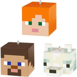 Hallmark Keepsake Mini Christmas Ornaments 2025, Minecraft Alex, Steve and Arctic Fox, Set of 3, Gifts for Gamers