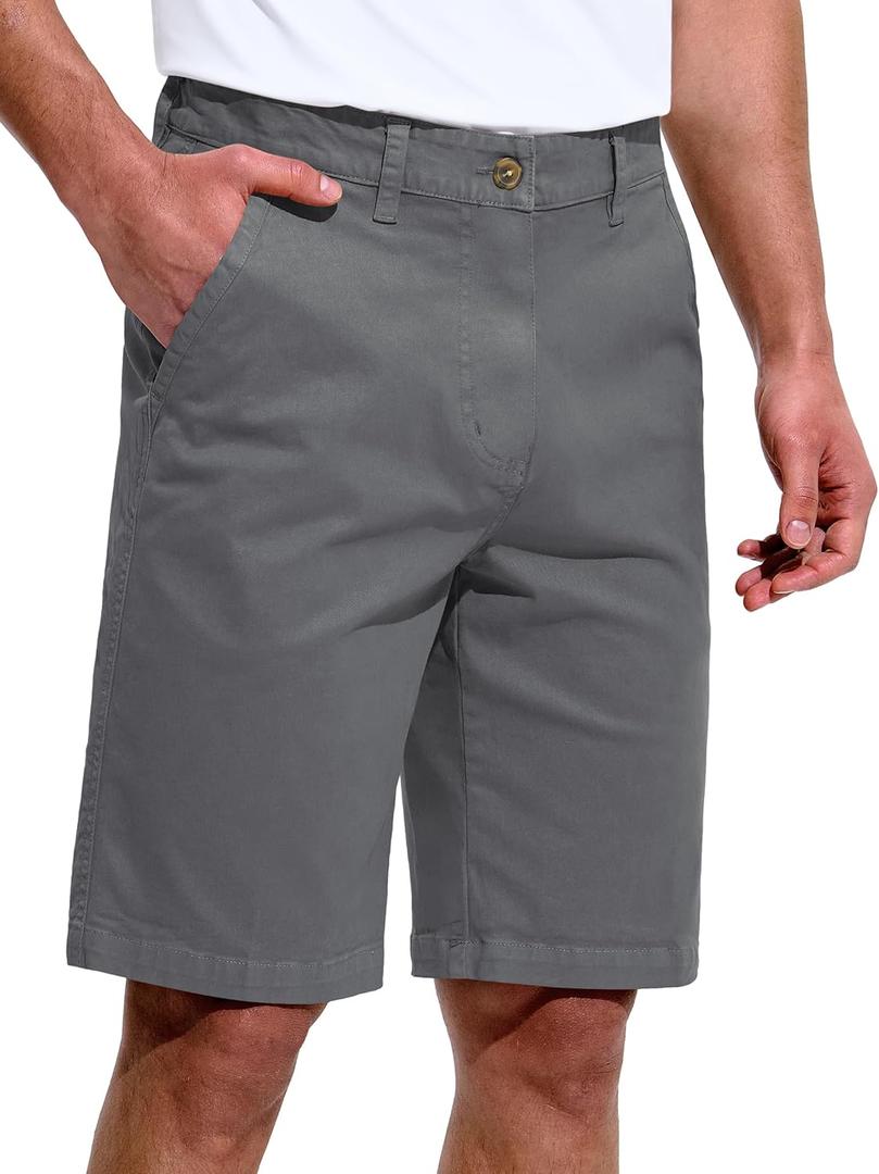 Mens Golf Shorts with 4 Pockets Cargo Hiking Work Dress Short Stretch Casual Fishing 10" (Gray)