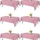 Pink Fabric Rectangle Table Cloth - 6 Pack, 60"  84" Washable Tablecloth for 5FT Tables, Wrinkle-Resistant & Heat-Proof Table Cover for Weddings, Dinners & Parties