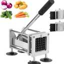 French Fry Cutter Professional Stainless Steel Potato Cutter with 1/2 Inch and 3/8 Inch Blades Commercial French Fries Slicer for Potatoes Carrots Cucumbers