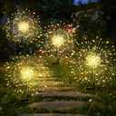 GIGALUMI Garden Decor Outdoor Lights 120LED 4Pack, Solar Garden Lights for Christmas Outside Fairy Firework Decorative,Solar Powered for Yard Pathway Flowerbed Planter Balcony Patio Decor (Warm White