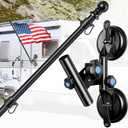 Suction Cup Flag Holder with Flag Pole for RV, RV Flagpole Mount Kit with Angle Adjustable, Quick Flag Pole Mount Kit for Holds Flags,Heavy Duty Flagpole Holder for Camper, Truck, Trailer, Boat