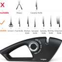 Longzon 6-in-1 Knife Sharpener 5 Stage with Cut-Resistant Glove, Manual Kitchen Tool for Straight & Serrated Knives, Quickly Sharpens Restores & Polishes Dull Blades Safe for Home Kitchen