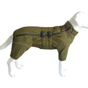Warm Dog Coat Double Layers Dog Vest, 4 Legs Covered Windproof Waterproof Reflective, Olive 5XL (5XL (back 29"))
