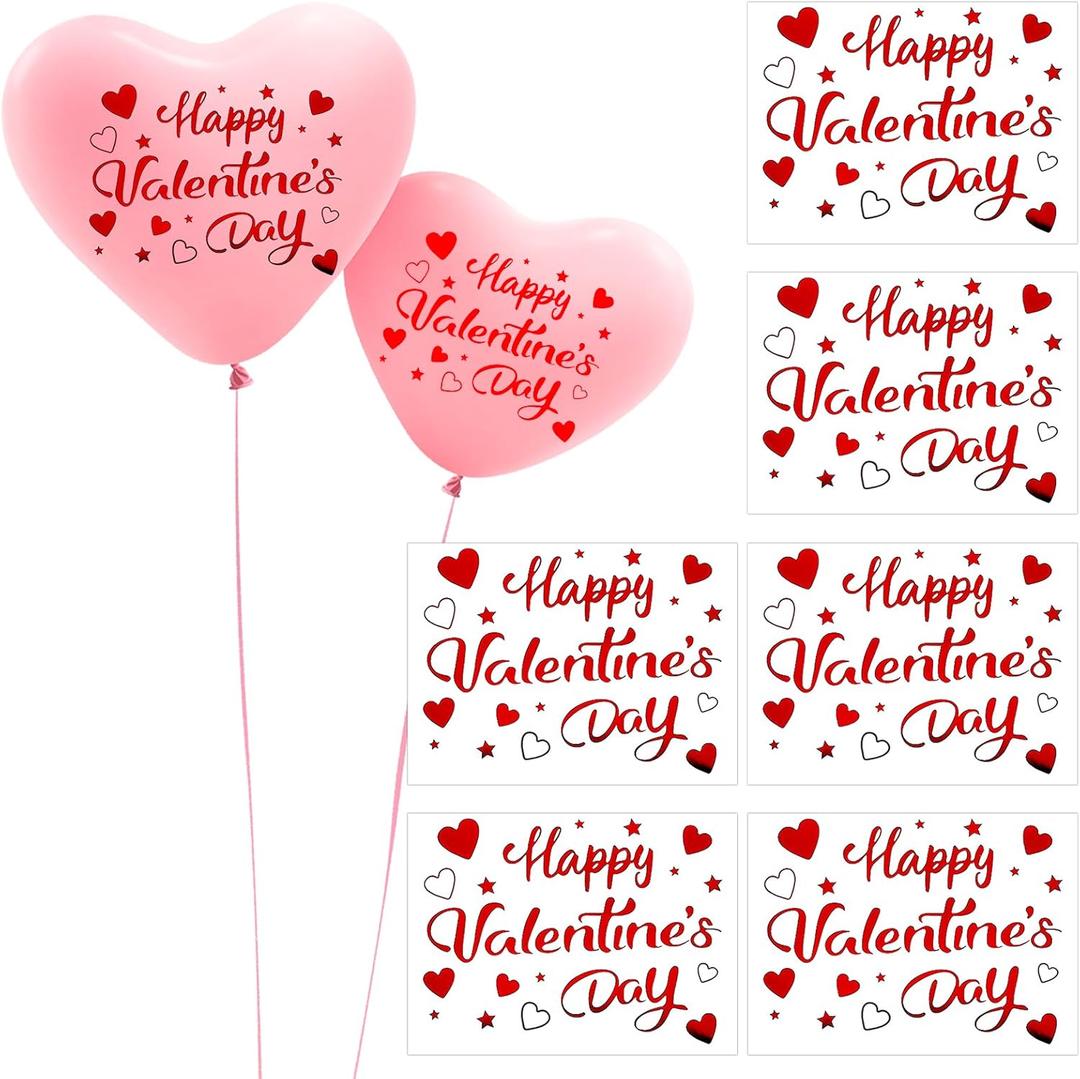 Totelux 6Pcs Red Valentine's Day Balloon Stickers with Heart Design for DIY Decorations