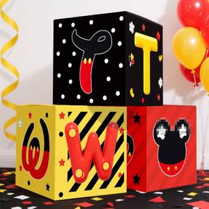 Mouse 2nd Birthday Party Decorations Mouse Second Birthday Balloon Boxes with Letters, 2 Years Old Bday Party Idea for Baby Boys|Girls