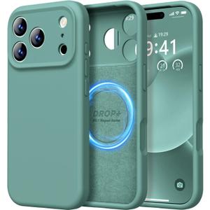 LOVE 3000 Designed for iPhone 17 Pro Case, Premium Silicone [Compatible with Magsafe][Soft Anti-Scratch Microfiber Lining] Shockproof Protective Phone Case for Men Women 6.3", Pine Green