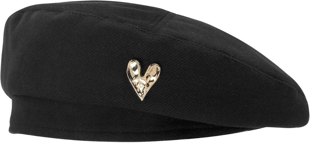 CHIC DIARY Beret Hat Black French Style Women Beret Hats Classic Winter Cotton Cap boinas para Mujer (Black, M)