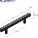 10 Pack Matte Black Cabinet Handles with 3-3/4 Inch (96 mm) Hole Center, Square Kitchen Hardware for Cabinets & Drawers, Stainless Steel Pulls, 6 Inch Overall Length