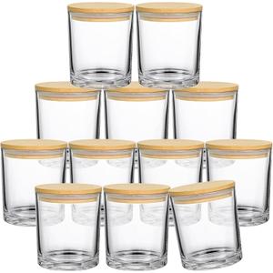 12 Pack 14 fl.oz Glass Candle Jars - Clear Empty Glass Vassels with Bamboo Lids, Bulk Candle Containers Jars for Making Candles 12 14 fl.oz