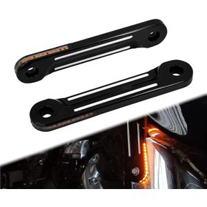 LED Flush Fork Amber Turn Signal Light Brackets White Running Light Fit For Harley Touring Road King Street Glide Electra Glide 1998-2025 (Black & White)