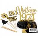 Vintage 1974 Gold Glitter Cake Topper & Table Centerpiece Decoration Kit – 50th Birthday Party Decorations