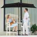 JEAREY 9ft Half Umbrella Outdoor Patio Umbrella Market Umbrellas with Crank, 1/2 Round Wall Umbrella 5 Sturdy Ribs UV Protection for Pool Garden Balcony Deck, Black
