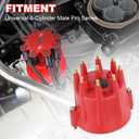 HEI Distributor Cap and Rotor Kit 84335 Replacement For Pro Billet Distributor Universal 8-Cylinder Male Pro Series Red