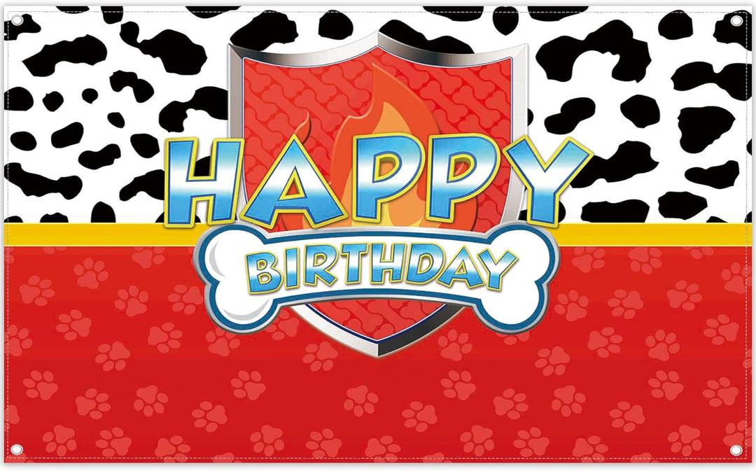 72x43inch Red Dog Paw Birthday Backdrop for Boy Girls Party Decorations Photography Background Photo Banner Booth Props