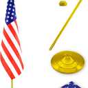 Indoor Flag Pole Kit with Weighted & Thickened Base 6-8FT,Stainless Steel Commercial Indoor Flagpole for Office School City Hall,Heavy Duty Indoor Telescoping Flag Pole,Golden 1 Pack