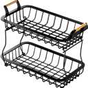 Kitchen Drain Basket Two-layer Fruit Basket Sturdy Elegant Easy to Clean