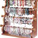 4 Tier Wooden Bracelet Holder, Bangle Watch Necklace Display Storage Antique Bracelet Display Jewelry Holder Stand Display Organizer, Brown 4 Tier Wooden Bracelet Holder