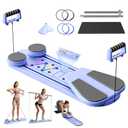 Pilates Board - 7 in 1 Pilates Reformer Set, Multifunctional Abdominal Pilates Board for Home Workout Equipment, Portable Foldable Pilates Exercise Machine，Double Elastic Band Pilates Reformer Board