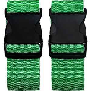 2 Pack Suitcase Belts, Adjustable Luggage Straps, Bright Colors Travel Packing Straps with Quick Release Buckle (Green)