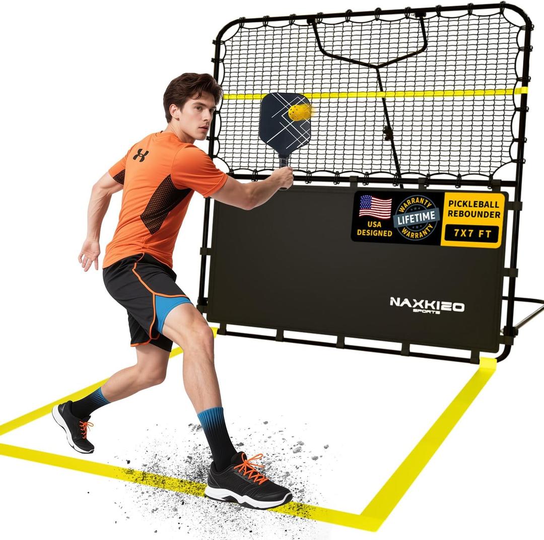 7x7 FT Pickleball Rebound Net, Pickleball Net for Dinks Volleys Hits Training, Freely Adjustable Angle Various Ball Practice Rebounder for Outdoor Indoor