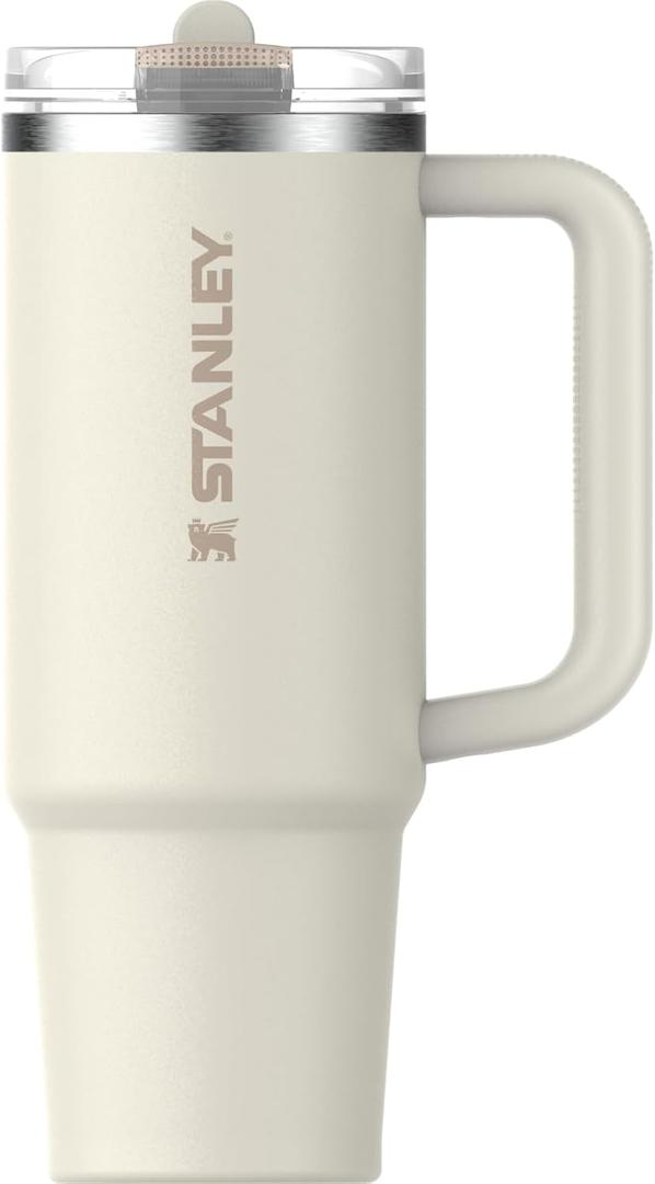 STANLEY Quencher ProTour Flip Straw Tumbler with Leakproof Lid | Built-In Straw & Handle | Cupholder Compatible for Travel | Insulated Stainless Steel Cup | BPA-Free (30 Ounces, Cream)